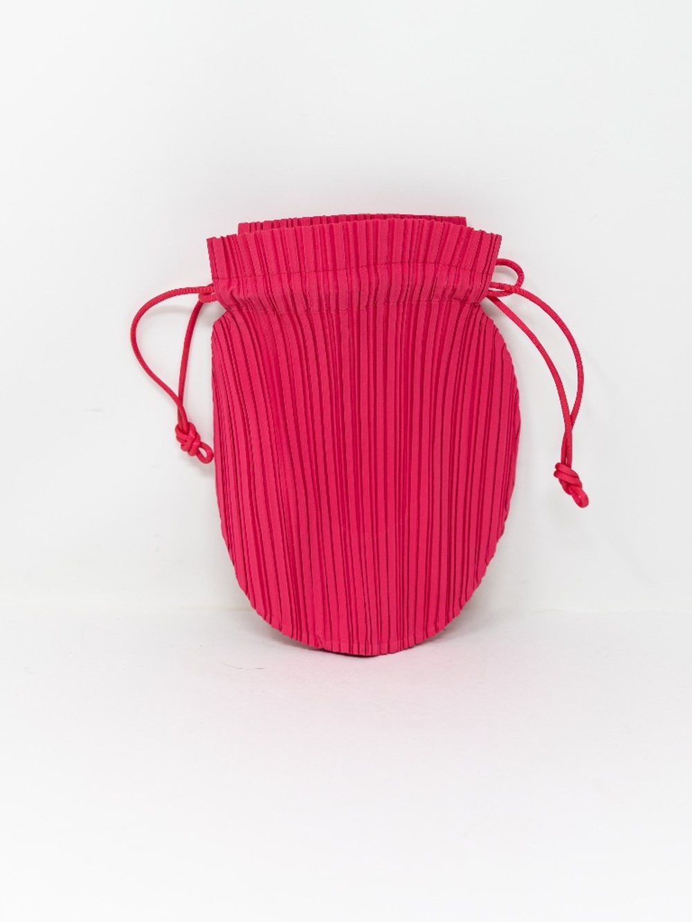Issey Miyake Pleats Pleats Cinch Top Mini Pouch Purse Hot Pink